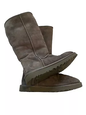 UGG Australia S/N 5815 CLASSIC TALL II Gray Suede Shearling Boots Sz 8M • $34.99