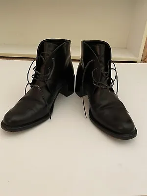 Vintage Heeled Black Leather Boots 35.5 • $60