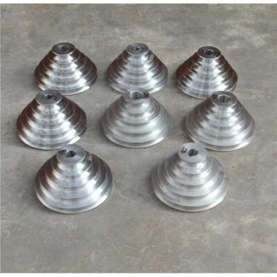 $51.84 • Buy Aluminum Silver Five Steps Belt Pulley V-Shaped Round Belts Solid Pagoda Pulleys