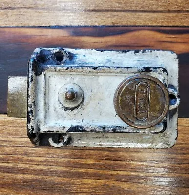Antique Yale Cast Iron Door Deadbolt Lock Latch Knob Industrial Salvage Vtg • $59.99