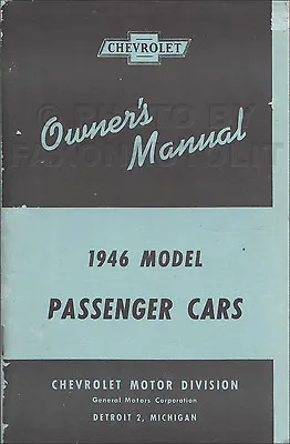 1946 Chevy Car Owners Manual Stylemaster Fleetmaster Fleetline Station Wagon • $55.46