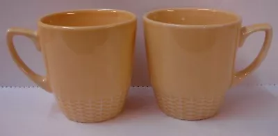 Martha Stewart BASKETWEAVE YELLOW Coffee Mugs SOLD IN PAIRS More Items Available • $20.95