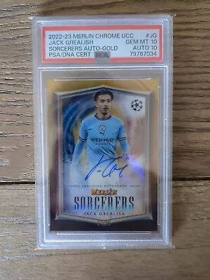 2022-23 Merlin Chrome UCC Jack Grealish Sorcerers GOLD /50 AUTO DNA / PSA 10 • $32