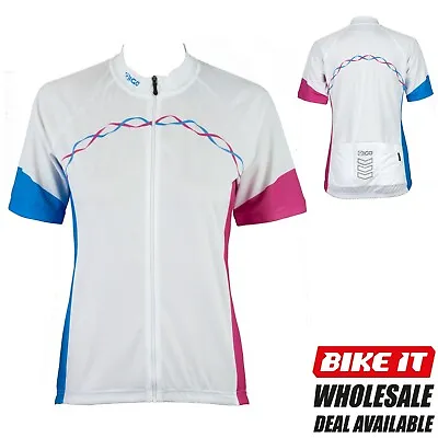 LADIES CYCLING JERSEY Womens Short Sleeve White Eigo Ribbon WHOLESALE BULK DEAL • £12.49