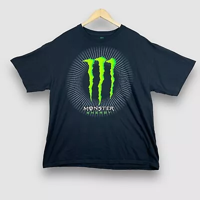 Monster Energy Mens XL Solid Black Big Logo Short Sleeve Graphic T-Shirt • $10.79