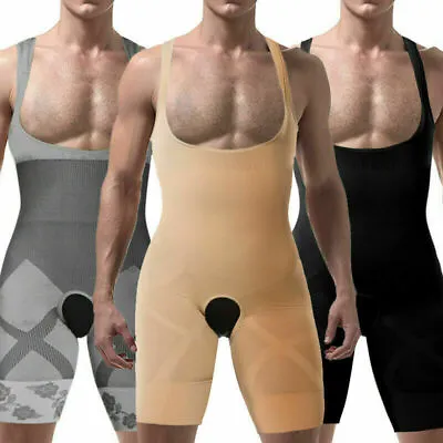 Mens Compression Full Body Shaper Tummy Control Waist Trainer Bodysuit Underwear • $4.99