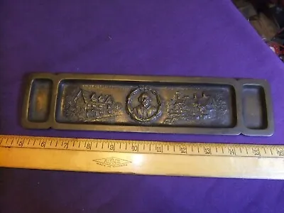 Antique Brass/Bronze Desktop Pen Tray Desk Tidy William Shakespeare Themed C1900 • $31.57