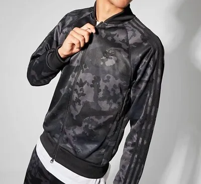 Adidas Originals SST Men's Track Top In Black And Grey Camo • £100