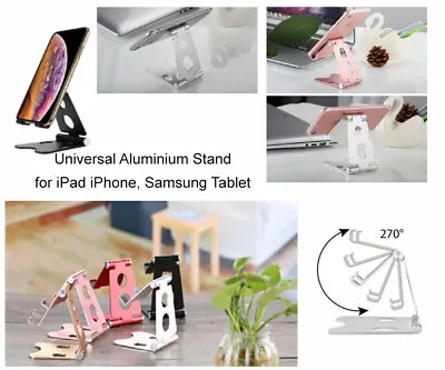 Universal Fold Portable Aluminium Desktop Holder Stand For IPad IPhone Samsung • £8.12