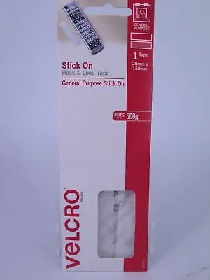 Velcro White Adhesive Hook & Loop Strip 20mm X 150mm Sticky Back V24316 TRACKED • $10.92