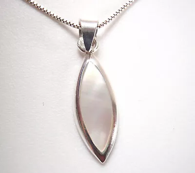 Mother Of Pearl Canoe-Shaped 925 Sterling Silver Pendant • $13.99