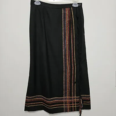 Women's Vintage Southwest Style Fringe Faux Wrap Skirt Size 6P • $29.95