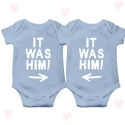 It Was Him Baby Grow Matching Twin Boy Gifts Newborn Baby Shower Clothes Newborn • £17.81