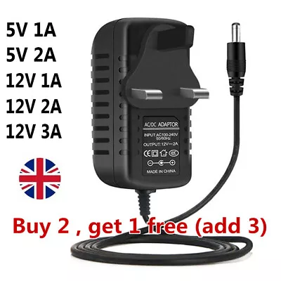 UK Plug 5V 12V 1A 2A 3A AC/DC Adapter Power Supply Charger Mains Transformer • £5.56