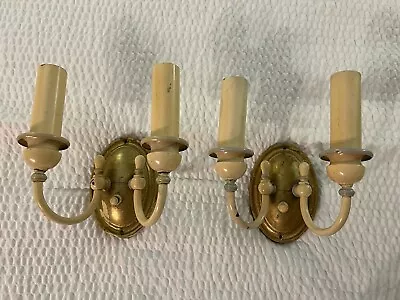 2 Vintage 1930s Metal Art Deco / French Wall Sconce Light About 9” Tall 7” Wide • $49.99