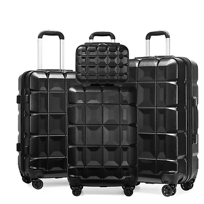 £16.96 • Buy 4PCS ABS Hard Shell Cabin Suitcase Travel 4 Wheels Luggage Set & Vanity Case