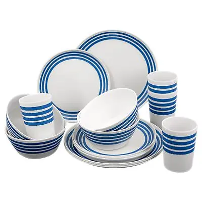 £26.89 • Buy 16 Piece Melamine Camping Caravan Picnic Outdoor Dining Dinner Plate Set 