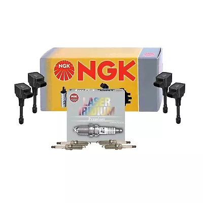 NGK 4 Ignition Coils & 4 Laser Iridium Spark Plugs Kit For Cube Sentra Versa L4 • $303.95
