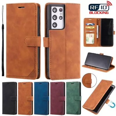 For Samsung S4 FE S23 FE S22 S21 S20 Plus Note20 RFID Wallet Case Magnetic Cover • $13.59