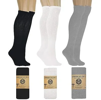 6-12Pairs Men's Diabetic Over The Calf - Knee High Compression Cotton Crew Socks • $29.99