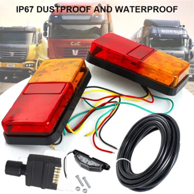 10 LED Trailer Tail Light Pair Plug 8m 5 Core Wire Caravan Ute Boat 7 Pin Flat • $38.99
