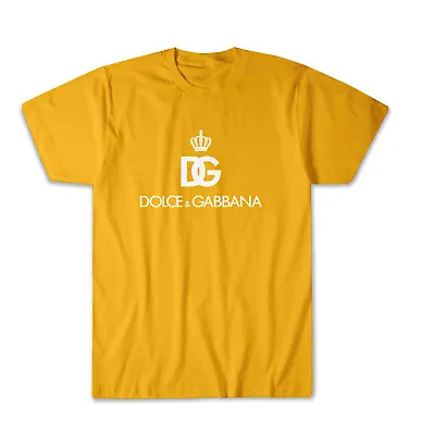 New D&G Dolce And Gabbanaa Logo Gold T-Shirt Size USA • $24