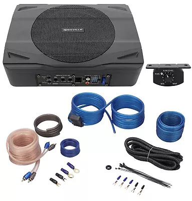 Rockville SS8P 400 Watt Slim Under-Seat Powered Car/Truck Subwoofer Sub+Amp Kit • $109.95