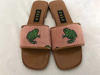 $59.99 • Buy ZALO Tapestry Leather Soles Pink Green Frogs Slides Sandals Size 8.5 M Shoes