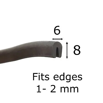 1-2mm Rubber Panel Edge Seal Flexible U Channel By The Metal House Per Metre • £3.99