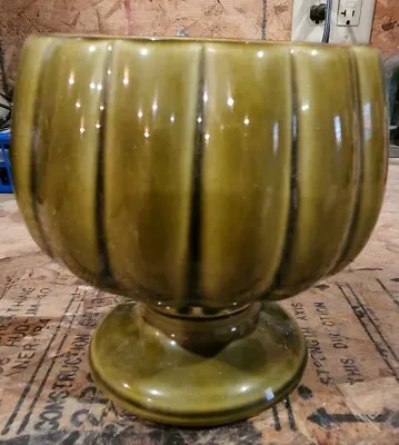  McCoy Vintage Pottery Pedestal Planter #491 USA Green Approx 6  Tall.  • $18