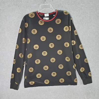 Fresh Prince Of Bel-Air Men T-Shirt M Black RARE Gold Medusa Allover Print Retro • $20.22