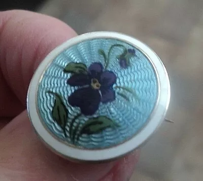 Norwegian Sterling Silver & Enamel Pansy Brooch 1910/20s - Marius Hammer Norway • £128.99