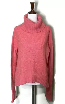 Moth Anthropologie Coral Wool Blend Turtleneck Oversized Cozy Sweater Cottage S • $27.88