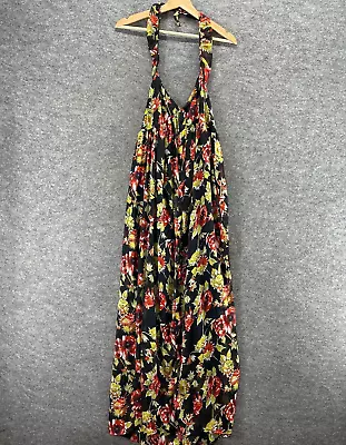 Volcom Dress Women S Small Black Floral Maxi Long Halter Neck Sleeveless Lined • $19.99