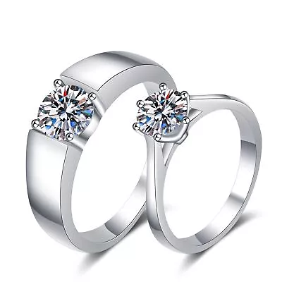 100% Moissanite Wedding Engagement 925 Sterling Silver Woman's/Man's Lovers Ring • $27.54