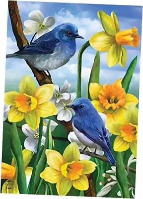 And Daffodils Spring Garden Flag Floral 12.5  X 18   Bluebirds • $19.35