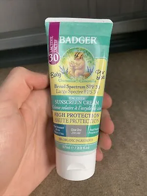 Badger Baby Chamomile Sunscreen Cream 87 Ml - Broad Spectrum SPF 30 Zinc Oxide • £7.88