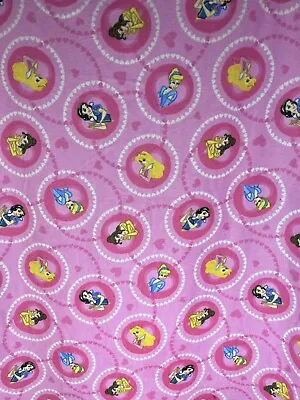 Disney Princess Cotton Fabric Remnant Pink Flannel 18” X 40.5” Quilting Scrap • $6.65
