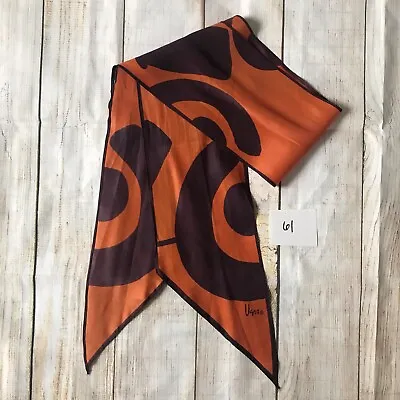 Vera Neumann Scarf Sash 6.5x60 - Orange Brown - Groovy 60s Vtg - Acetate (61 • $25