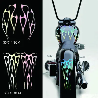 Laser Colorful Motorcycle Flame Stickers Gas Tank & Fender Decals Kit Universal • $13.40