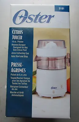 Electrical Oster Citrus Juicer 3181 White 14oz Pitcher Auto Start Stop NEW • $49.99