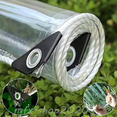 Clear Tarpaulin Waterproof Heavy Duty Transparent PVC Tarp With Eyelets Outdoor • $15.99