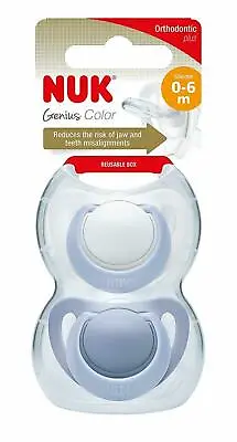£7.25 • Buy NUK Genius Baby Dummies 0-6 Months, Silicone BPA Free Blue 2 Count- Multicolor