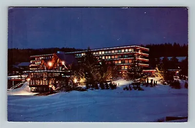 Mount Snow VT Winter Scene Snow Lake Lodge By Night Vermont Vintage Postcard • $7.99