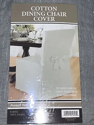 NIP Dining Room Chair Slipcover Gray Linen Cotton 1 Piece Cover Back Tie • $12.99