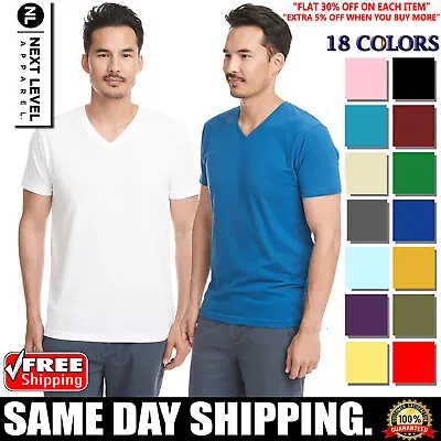 $14.69 • Buy Next Level Apparel Men's Sueded V-Neck Plain Short Sleeves T-Shirt 6440 XS-2XL