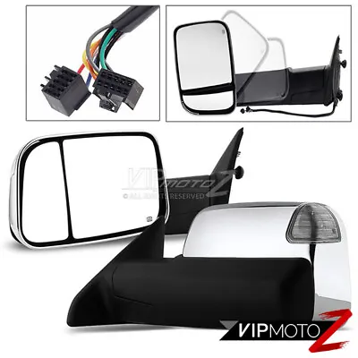 2009-2012 Ram Chrome Power Heated Towing Mirrors Signal Puddle Lamp Left Right • $172.95