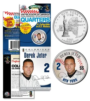 $14 • Buy DEREK JETER Yankees PROMO New York State Quarter Coin & Card In Sealed Package