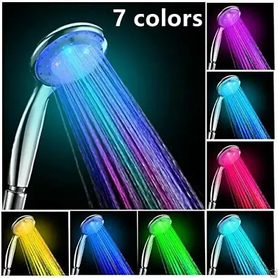 $9.99 • Buy Colorful Handheld Shower Head Home Bathroom 7LED Color Changing Water Glow Light
