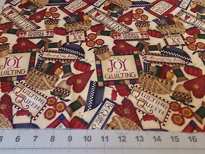 1 Yd X 44  Debbie Mumm Vintage  The Joy Of Quilting  Saying Cotton  #6277 • $12.89